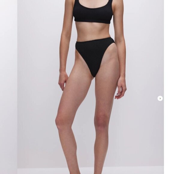 Good American Always Fits Good Waist Black Ribbed Bikini Bottom Size 8 5XL - Picture 2 of 2